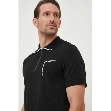Karl Lagerfeld tricou polo barbati, culoarea negru, cu imprimeu