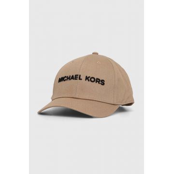 Michael Kors șapcă de baseball din bumbac culoarea bej, cu imprimeu