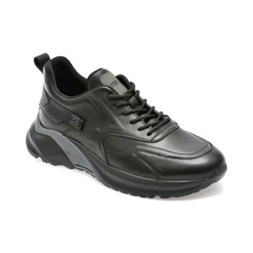 Pantofi OTTER negri, 7727, din piele naturala
