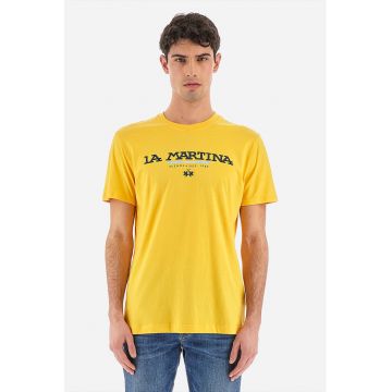 Tricou cu decolteu la baza gatului si imprimeu logo