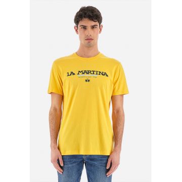 Tricou cu decolteu la baza gatului si imprimeu logo