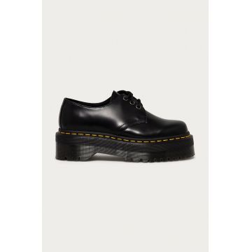 Dr. Martens pantofi de piele 1461 Quad femei, culoarea negru, cu platformă 27102001