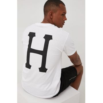 HUF tricou din bumbac culoarea alb, cu imprimeu