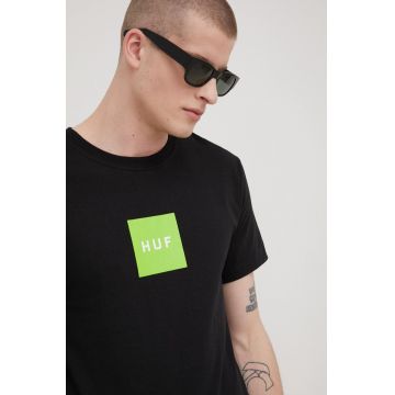 HUF tricou din bumbac culoarea negru, cu imprimeu