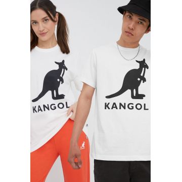 Kangol tricou din bumbac culoarea bej, cu imprimeu KLEU005-01