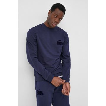 Lacoste bluza barbati, culoarea albastru marin, cu imprimeu