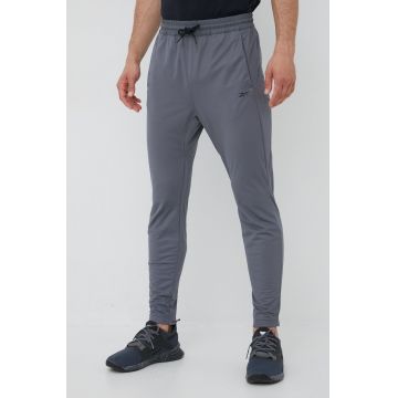 Reebok pantaloni de trening Workout Ready GJ0838 barbati, culoarea gri, neted