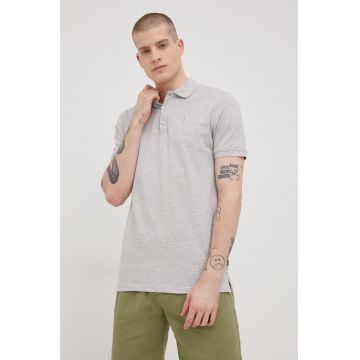 Solid tricou polo barbati, culoarea gri, melanj