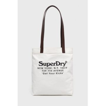 Superdry geanta culoarea alb