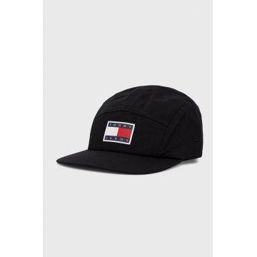 Tommy Jeans caciula din bumbac culoarea negru, cu imprimeu