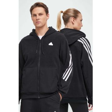 adidas bluza culoarea negru, cu glugă, neted