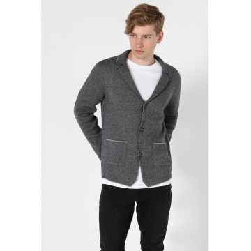 Cardigan slim fit cu buzunare aplicate