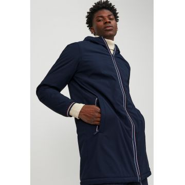 Geaca cu gluga si buzunare laterale - Bleumarin