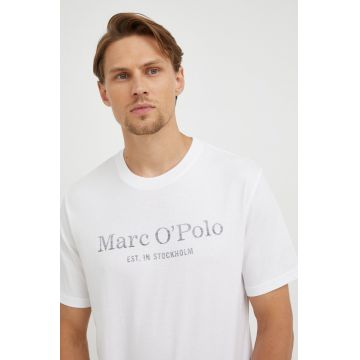 Marc O'Polo tricou din bumbac culoarea alb, cu imprimeu