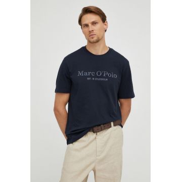 Marc O'Polo tricou din bumbac culoarea albastru marin, cu imprimeu