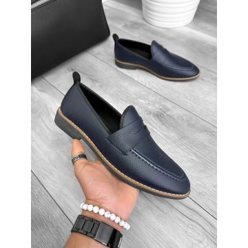 Mocasini barbati albastri  tapla subtire  piele eco  comozi 12315 N1-3
