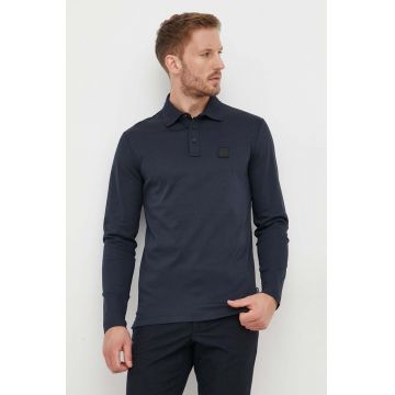 BOSS longsleeve din bumbac neted