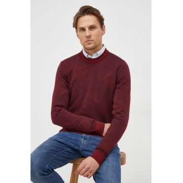 BOSS pulover de lana barbati, culoarea bordo, light