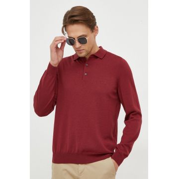BOSS pulover de lana barbati, culoarea bordo, light