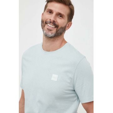 BOSS tricou din bumbac BOSS CASUAL culoarea verde, neted