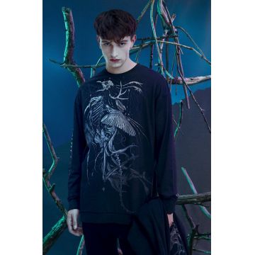 Medicine longsleeve din bumbac barbati, culoarea negru, cu imprimeu