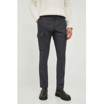 Michael Kors pantaloni de lana culoarea gri, cu fason cargo