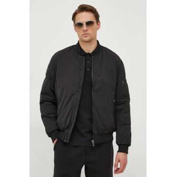 Sisley geaca bomber barbati, culoarea negru, de iarna