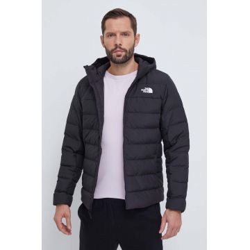 The North Face geaca de puf barbati, culoarea negru, de tranzitie