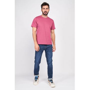 Tricou din bumbac cu decolteu la baza gatului