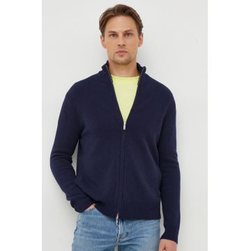 United Colors of Benetton cardigan din lana culoarea albastru marin