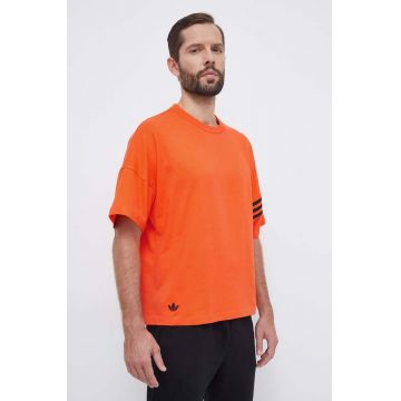 adidas Originals tricou din bumbac barbati, culoarea portocaliu, cu imprimeu