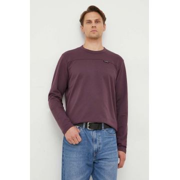 G-Star Raw longsleeve din bumbac culoarea violet, neted