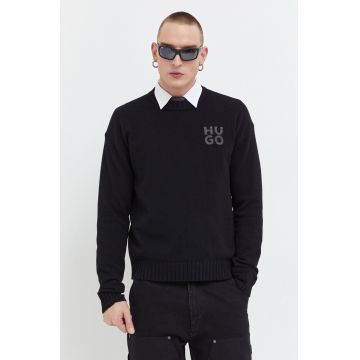 HUGO pulover de lana barbati, culoarea negru, light