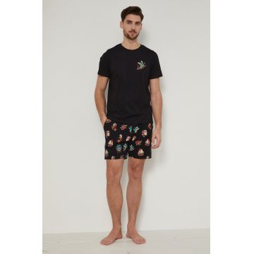 Medicine pijamale de bumbac culoarea negru, modelator