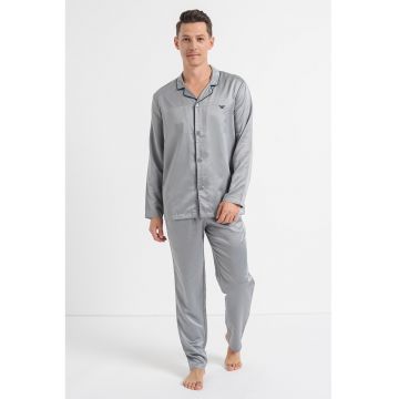 Pijama de satin cu pantaloni lungi
