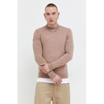 Superdry pulover de lana barbati, culoarea bej, light