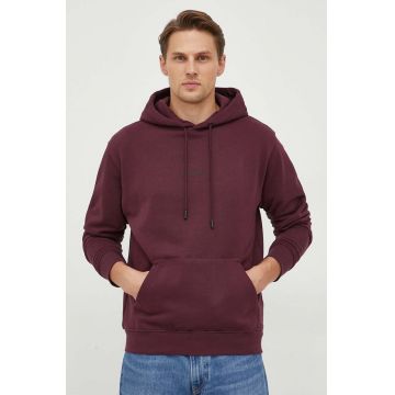 The Kooples hanorac de bumbac barbati, culoarea bordo, cu glugă, neted