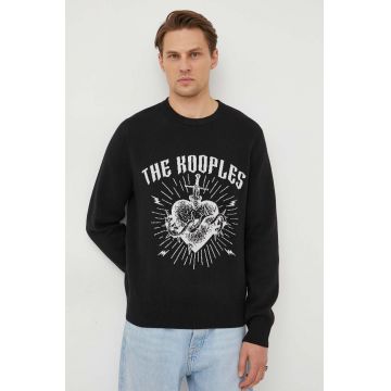 The Kooples pulover din amestec de lana barbati, culoarea negru