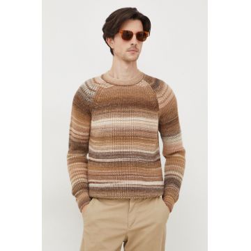 United Colors of Benetton pulover de lana barbati, culoarea maro