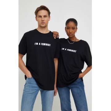 Answear Lab tricou din bumbac culoarea negru, cu imprimeu