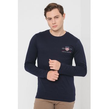 Bluza slim fit din bumbac cu broderie logo