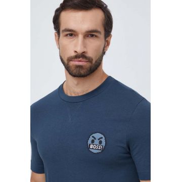Boss Orange tricou din bumbac BOSS ORANGE culoarea verde, cu imprimeu