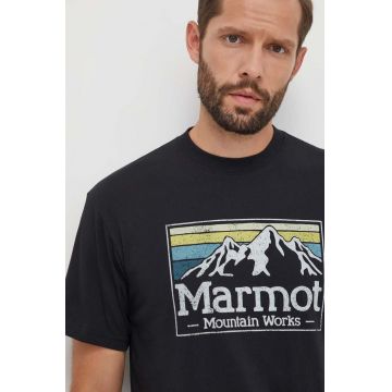 Marmot tricou sport MMW Gradient culoarea negru, cu imprimeu