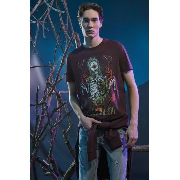 Medicine tricou din bumbac barbati, culoarea bordo, cu imprimeu