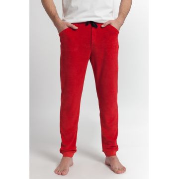 Pantaloni de casa din material terry - cu snur in talie