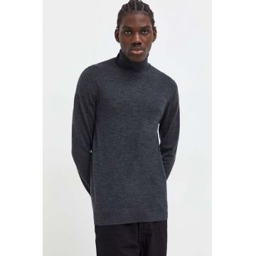 Superdry pulover de lana barbati, culoarea gri, light, cu guler