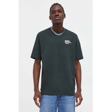 Superdry tricou din bumbac barbati, culoarea verde, cu imprimeu