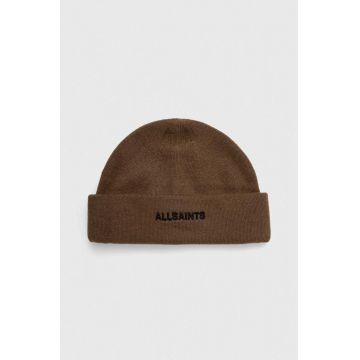AllSaints caciula din amestec de lana culoarea maro, din tricot gros AllSaints caciula din amestec de lana culoarea maro, din tricot gros