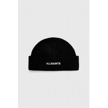 AllSaints caciula din amestec de lana culoarea negru, din tricot gros AllSaints caciula din amestec de lana culoarea negru, din tricot gros