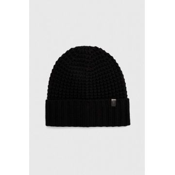 AllSaints caciula din amestec de lana culoarea negru, din tricot gros